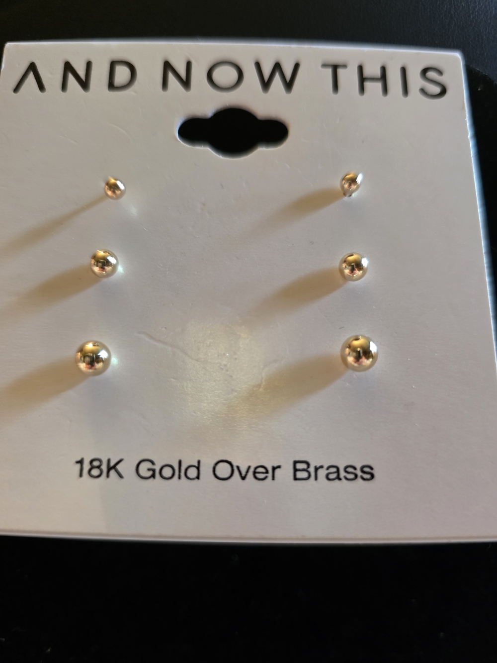 #354 And Now This 3-Pair Gold Ball Stud Earring Set - Gold